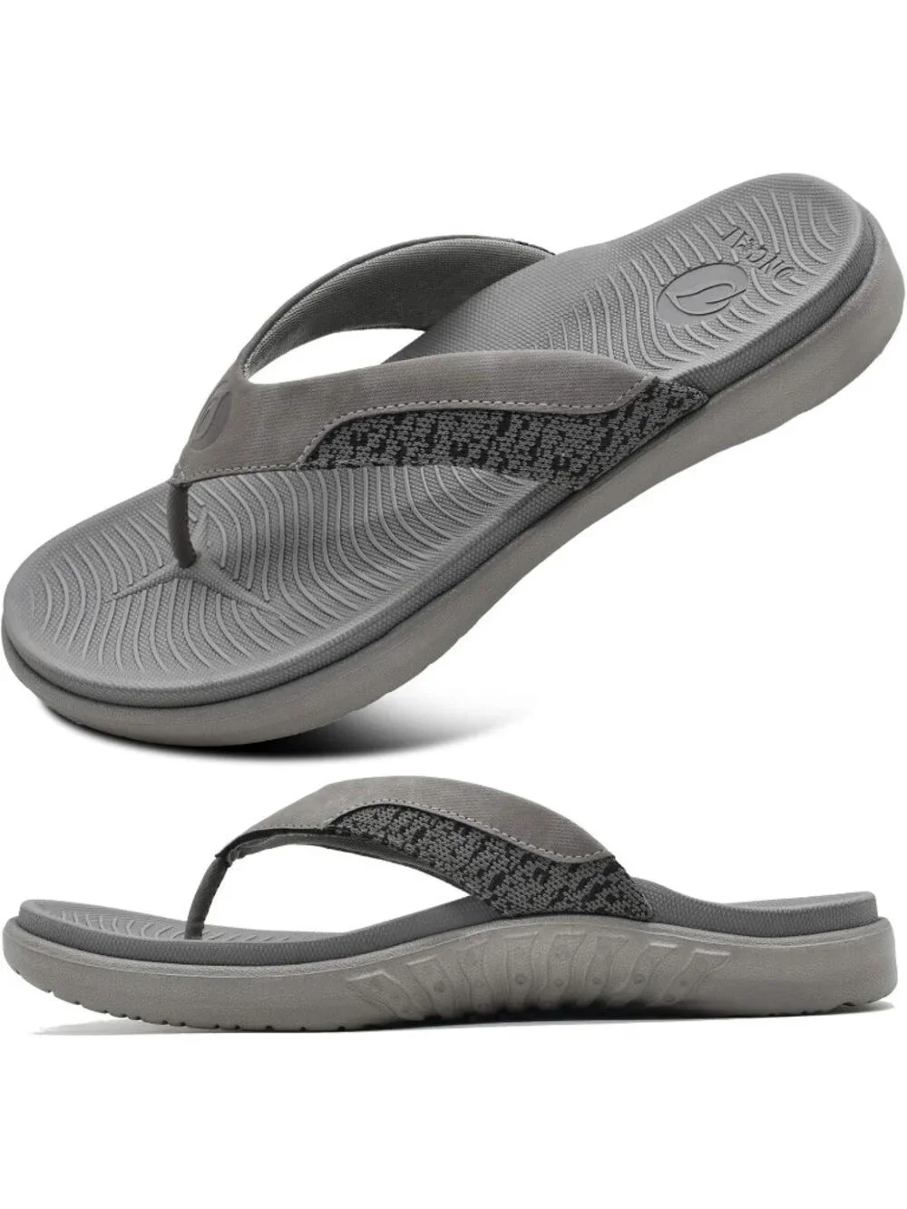 Men's Grey Flip Flop Open Toe Athletic Straps Orthotic Summer Plantar Casual